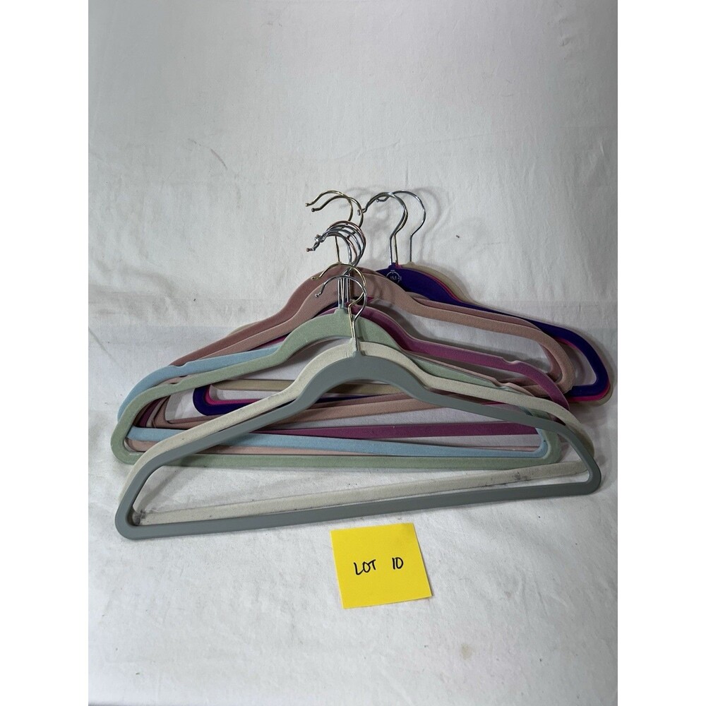 12 Multi Velvet Flocked Non Slip Clothes Hangers Standard Size Slim Closet LOT10
